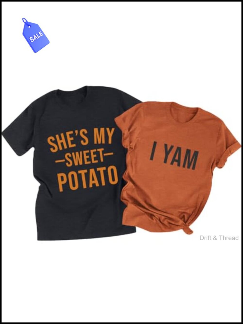 Thanksgiving Couple Matching T-Shirt Cotton Blend Short Sleeve Tee